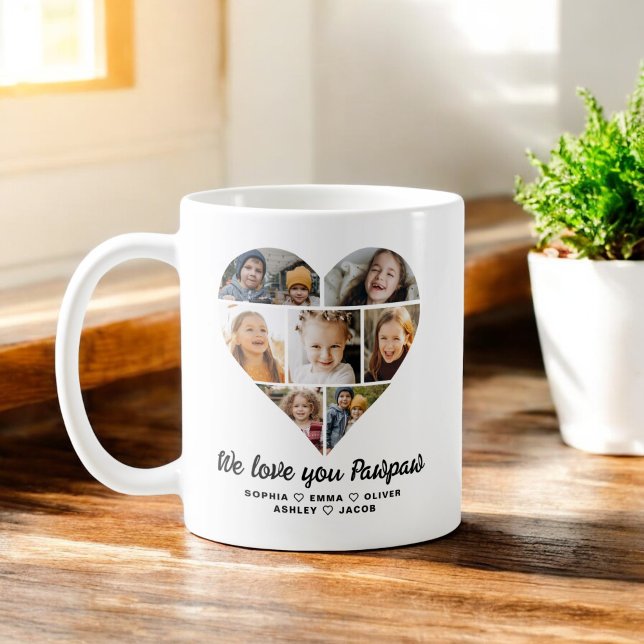 Pawpaw We Love you Hearts Modern Photo Collage Coffee Mug (Creator Uploaded)