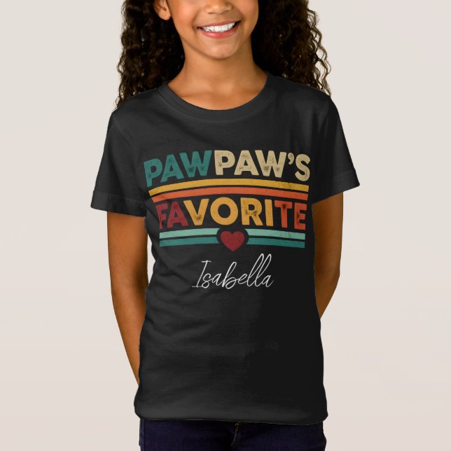 Pawpaw's Favorite Retro Simple Modern Script Name T-Shirt (Front)