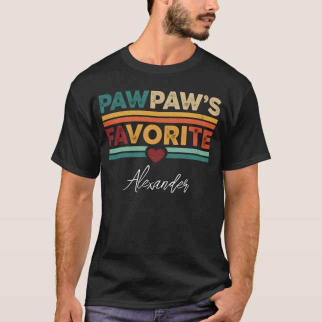 Pawpaw's Favorite Retro Simple Modern Script Name T-Shirt (Front)