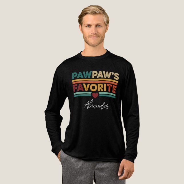 Pawpaw's Favorite Retro Simple Modern Script Name Tri-Blend Shirt (Full Front)