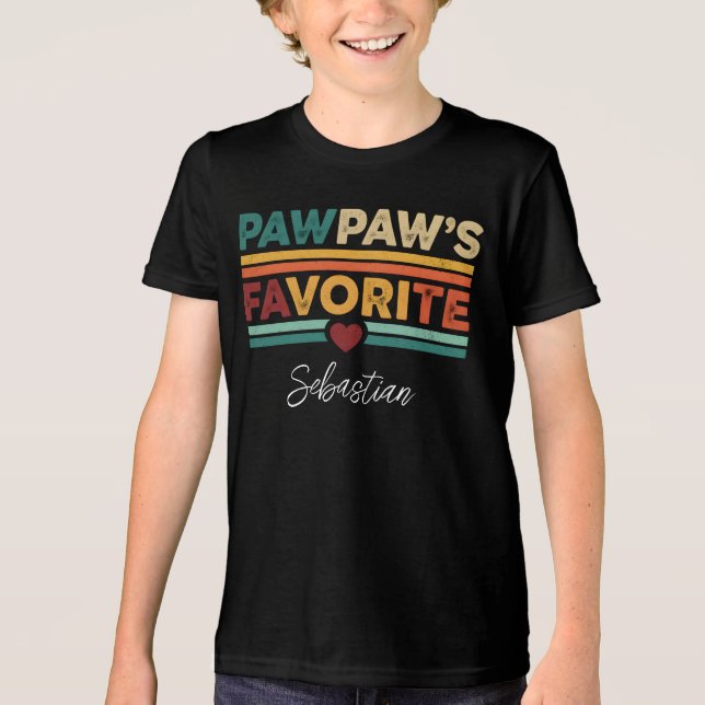Pawpaw's Favorite Retro Simple Modern Script Name Tri-Blend Shirt (Front)