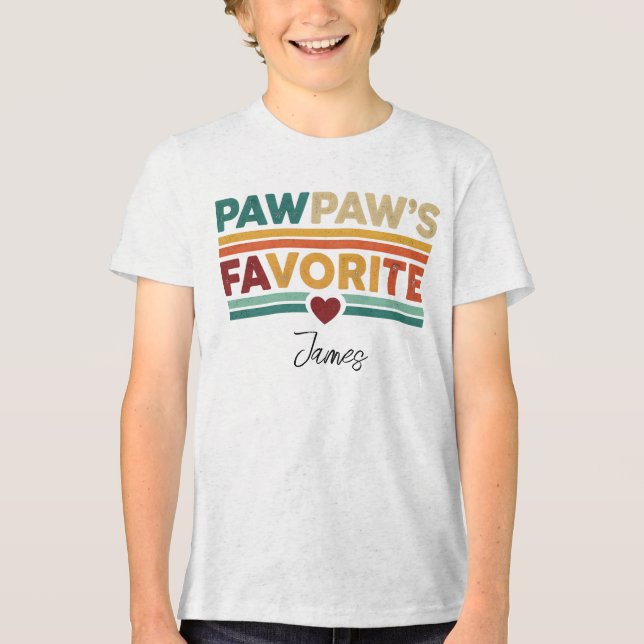 Pawpaw's Favorite Retro Simple Modern Script Name Tri-Blend Shirt (Front)