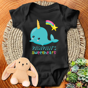 Pawpaw's Sweetheart Kawaii Narwhal Baby Bodysuit