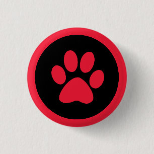 Pawprint Button in Red and Black
