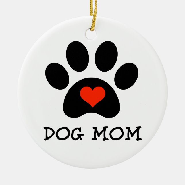 Pawprint Dog Mum Ceramic Tree Decoration (Front)