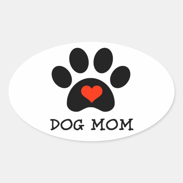 Pawprint Dog Mum Oval Sticker (Front)