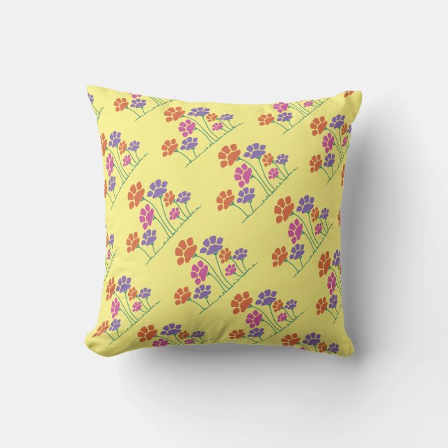 Pawprint Flower Garden Cushion (Front)