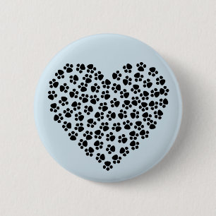 Pawprint Heart 6 Cm Round Badge
