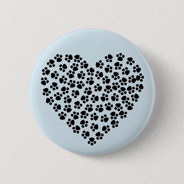 Pawprint Heart 6 Cm Round Badge (Front)