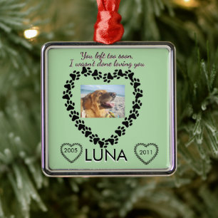 Pawprint Heart Lymphoma Tribute Metal Tree Decoration