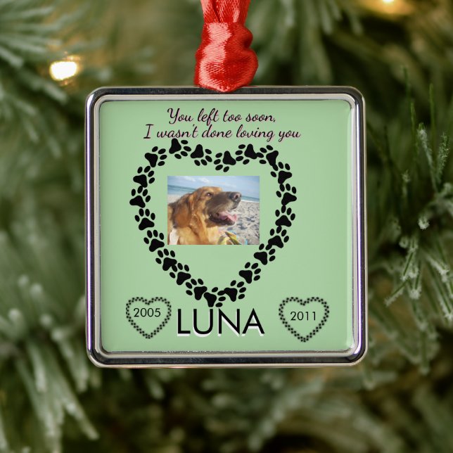 Pawprint Heart Lymphoma Tribute Metal Tree Decoration (Tree)