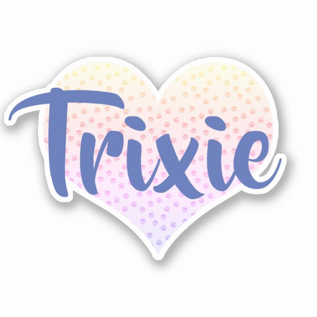 Pawprint heart personalised sticker (Front)