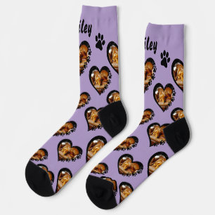 Pawprint Heart Pet Photo Socks
