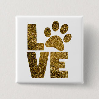 Pawprint Love in Gold 15 Cm Square Badge