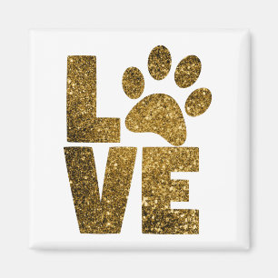 Pawprint Love in Gold Magnet