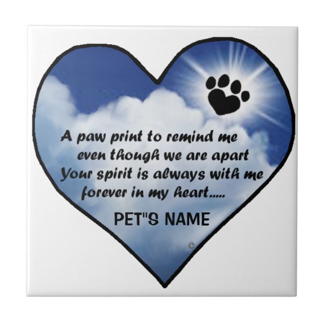 Pawprint Memorial Poem Tile (Front)