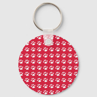 Pawprint Pattern (red & white) Key Ring