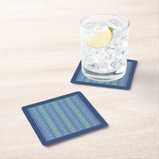Pawprint Pattern Square Paper Coaster (Insitu)