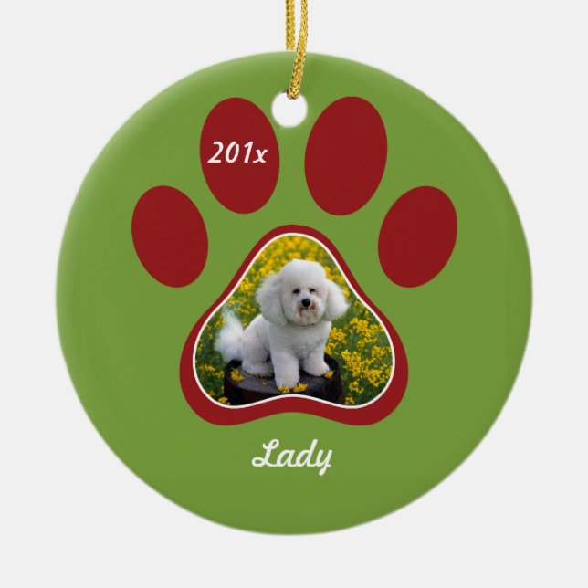 Pawprint Personalised Pet Ornament (Front)