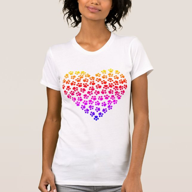 Pawprint Rainbow Heart T-Shirt (Front)