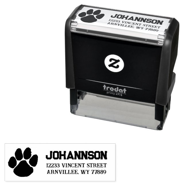 Pawprint Return Address Self Inking Rubber Stamp (In Situ)