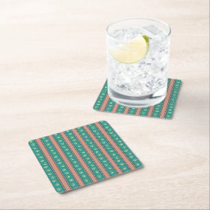 Pawprint Stripes Square Paper Coaster