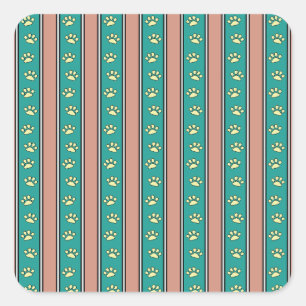 Pawprint Stripes Square Sticker