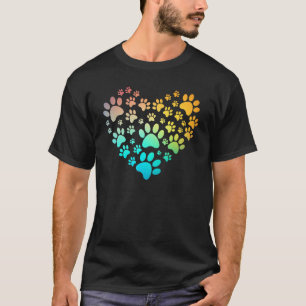 Pawprint Tie Dye Rainbow Inspired Dog Paw print Gi T-Shirt