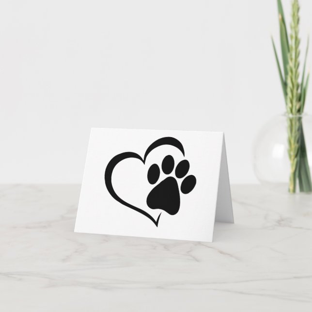 PawPrint with Heart Design BLANK Card (Front)