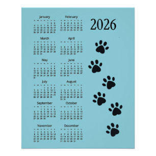 Pawprints Design 2026 Calendar Poster