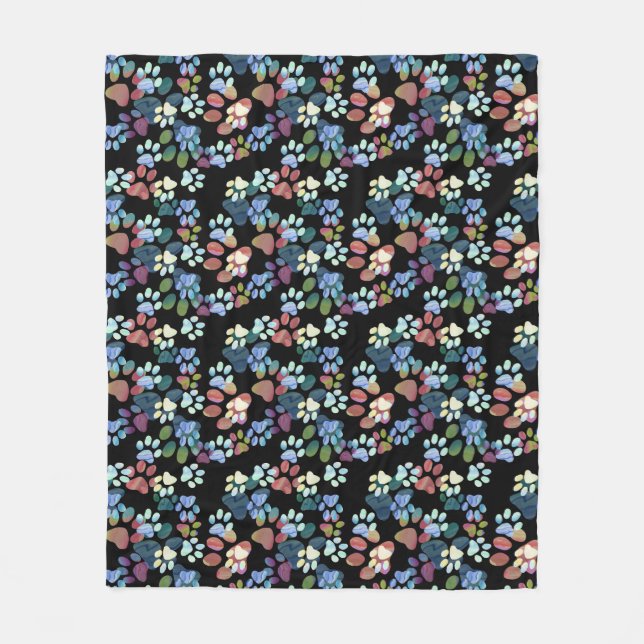 Pawprints Everywhere Fleece Blanket (Front)