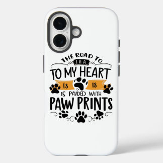Pawprints On Heart iPhone 16 Case