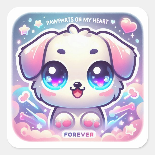 Pawprints on My Heart Puppy Cute Pet Lover Decal Square Sticker (Front)