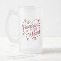 Pawprints on My Heart – Rose Pink Frosted Mug 16oz