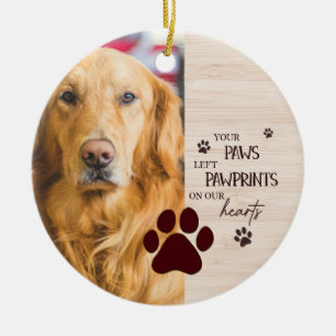 Pawprints on Our Hearts Personalised Dog Memorial Ceramic Tree Decoration