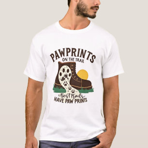 Pawprints On The Trail Hiking Boot Dog Lover Graph T-Shirt
