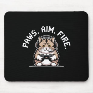 Paws Aim Fire Feline Cat Gamer Respawning Men Wome Mouse Pad
