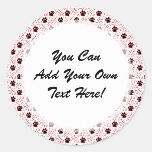 Paws and Bones Funny Design for Dog Lovers Classic Round Sticker