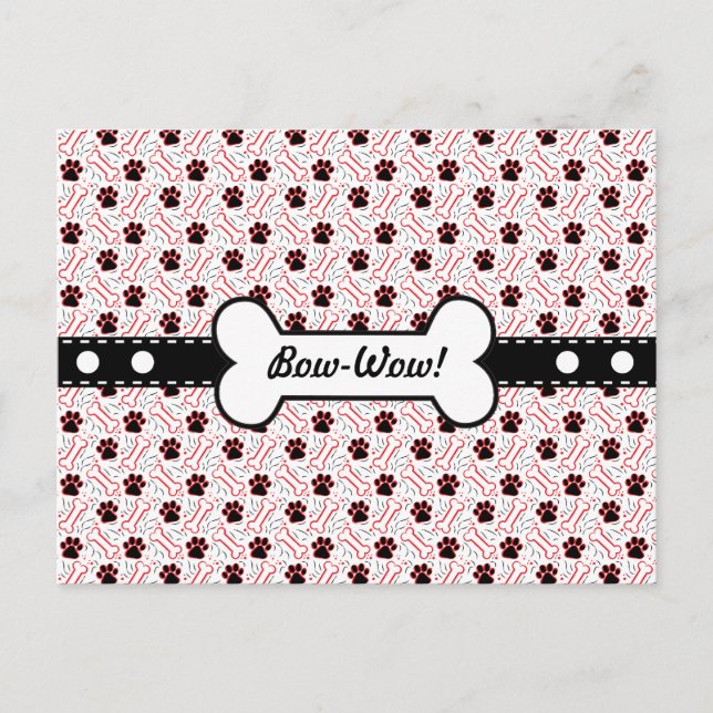 Paws and Bones Funny Design for Dog Lovers Postcard (Front)