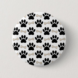 Paws And Bones Pattern 6 Cm Round Badge