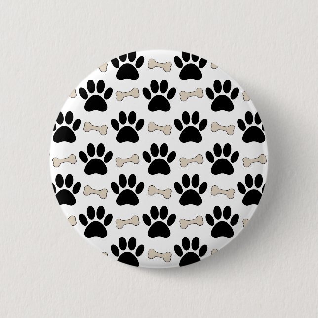 Paws And Bones Pattern 6 Cm Round Badge (Front)