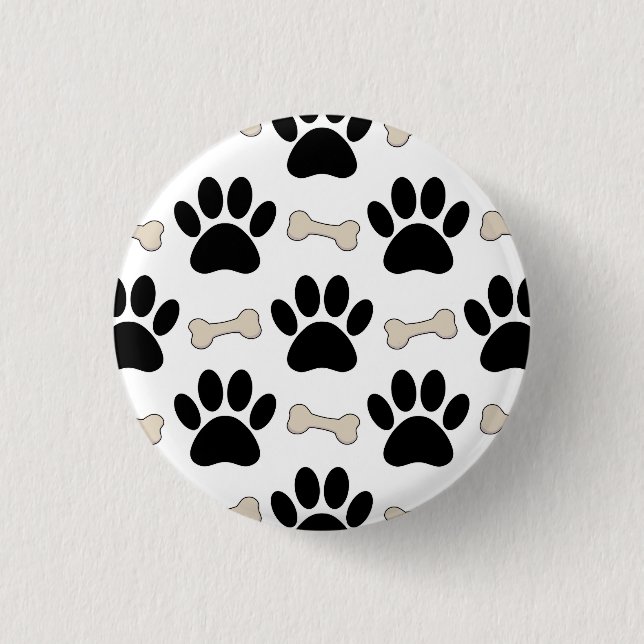 Paws And Bones Pattern Canine 3 Cm Round Badge (Front)
