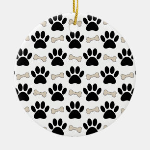 Paws And Bones Pattern Ceramic Tree Decoration