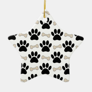 Paws And Bones Pattern Ceramic Tree Decoration
