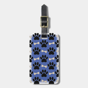 Paws And Bones Pattern Custom Blue Luggage Tag