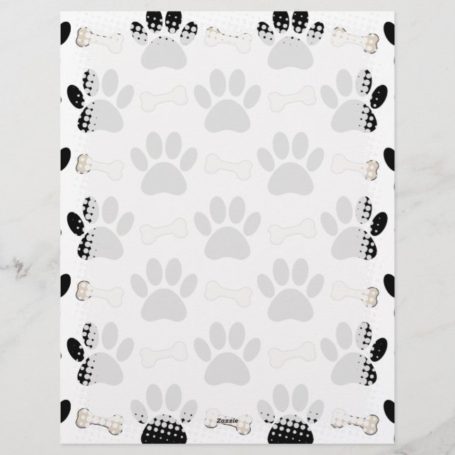Paws And Bones Pattern Custom Letterhead (Back)