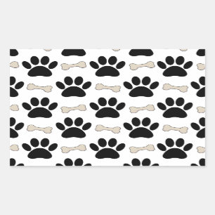 Paws And Bones Pattern Rectangular Sticker
