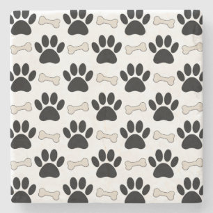 Paws And Bones Pattern Stone Coaster