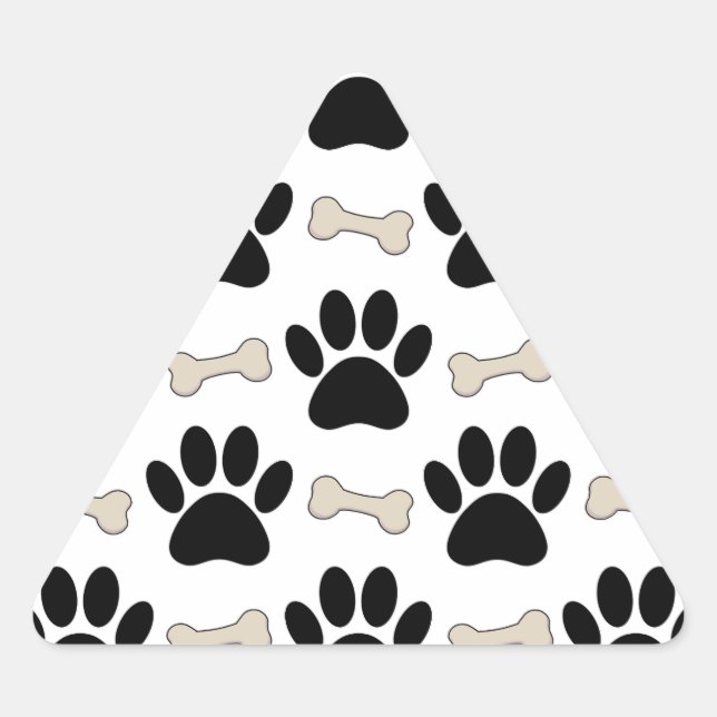 Paws And Bones Pattern Triangle Sticker (Front)