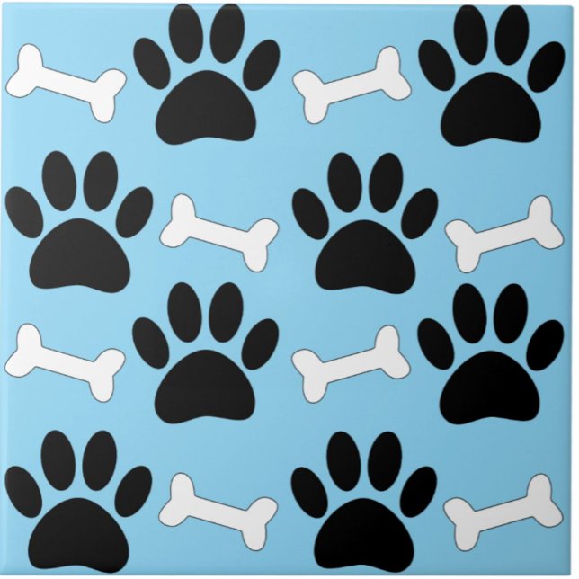 Paws And Bones Seamless Pattern Custom Blue Tile (Creator Uploaded)